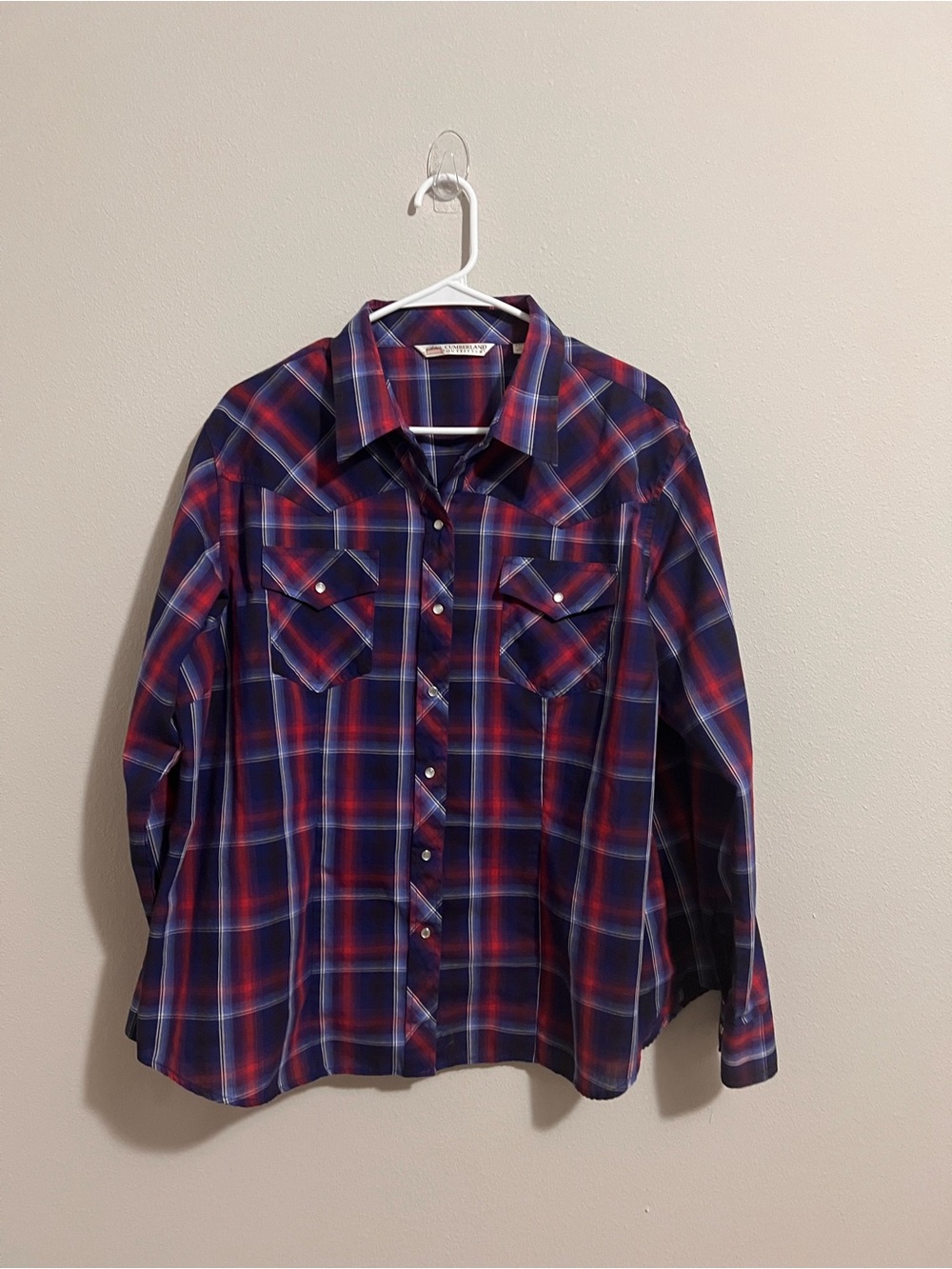 Women's Plaid Button-Down Shirt - Blue & Red